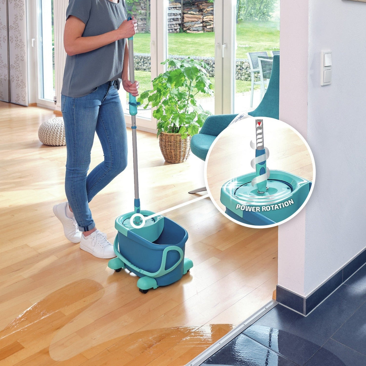 Leifheit Clean Twist Disc Mop with Wheeled Bucket