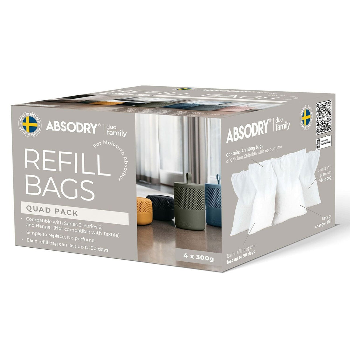 Absodry Mini Moisture Absorber Refill Bags – Pack of 4
