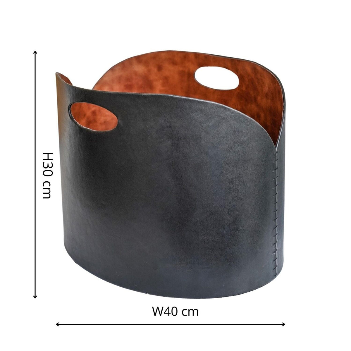 Black Faux Leather Log Bucket
