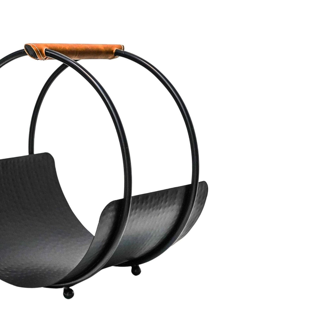 Leather Handle Round Log Holder