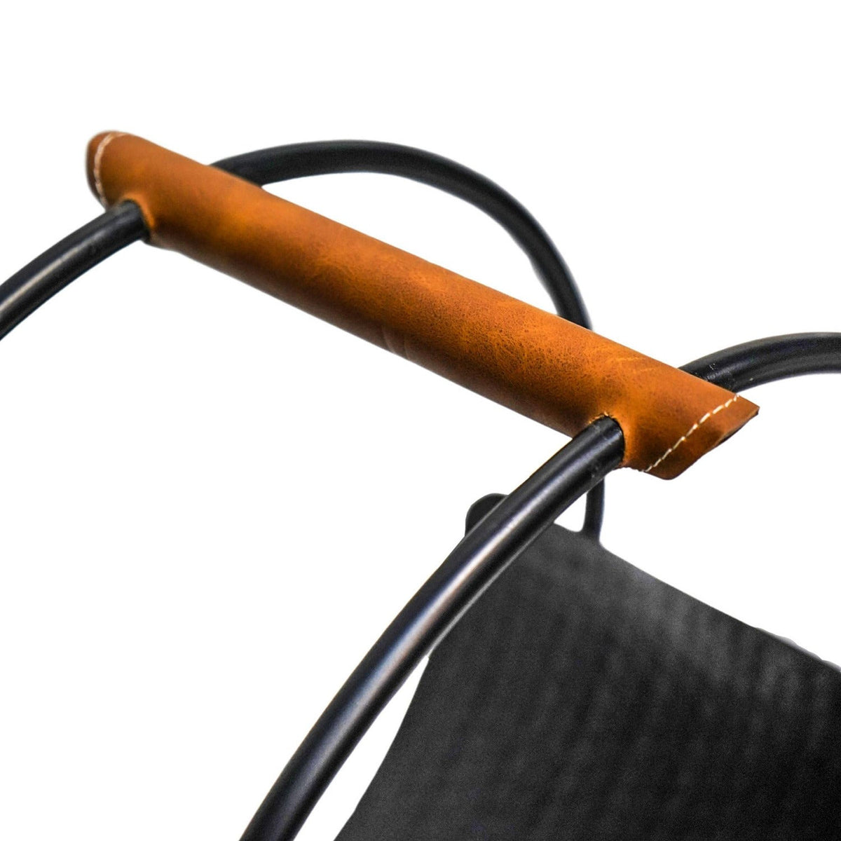 Leather Handle Round Log Holder