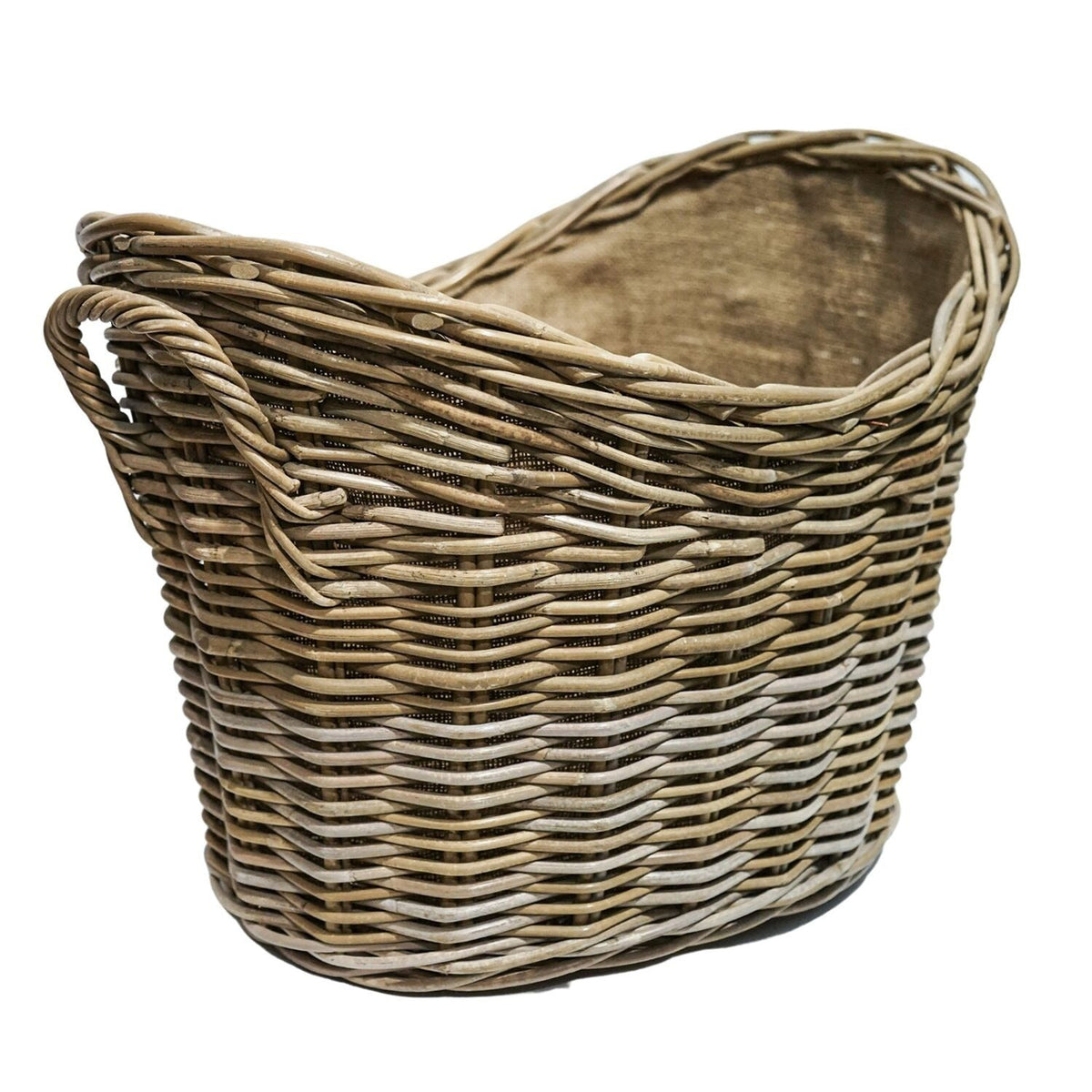 Oval Wicker Lined Log Basket