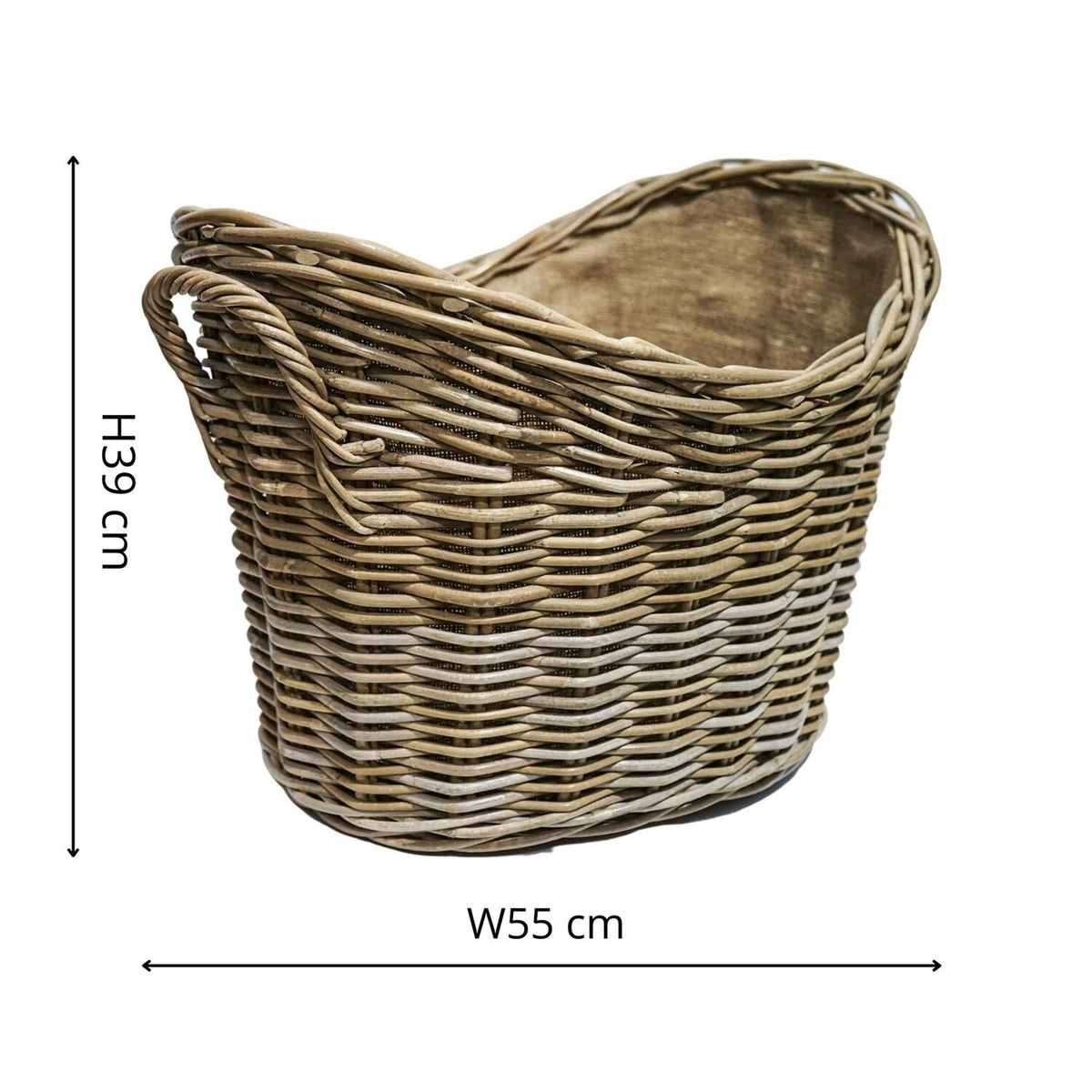 Oval Wicker Lined Log Basket