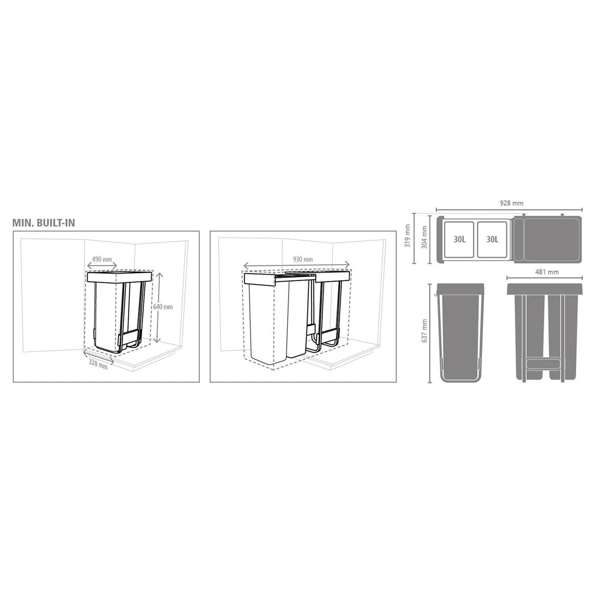 Brabantia Sort & Go Built-In Bin 30 + 30L