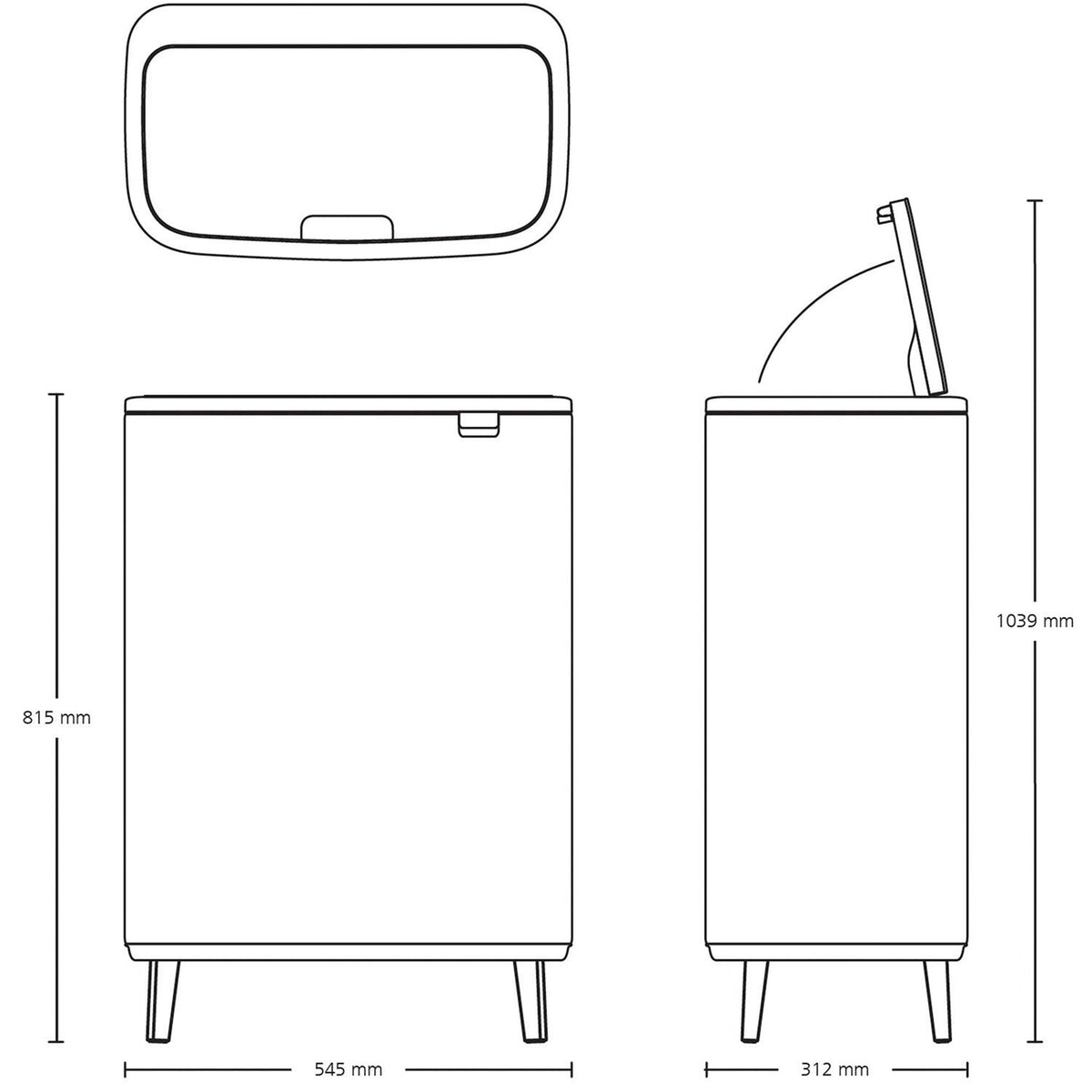 Brabantia Bo Touch Bin Matt Steel 60L