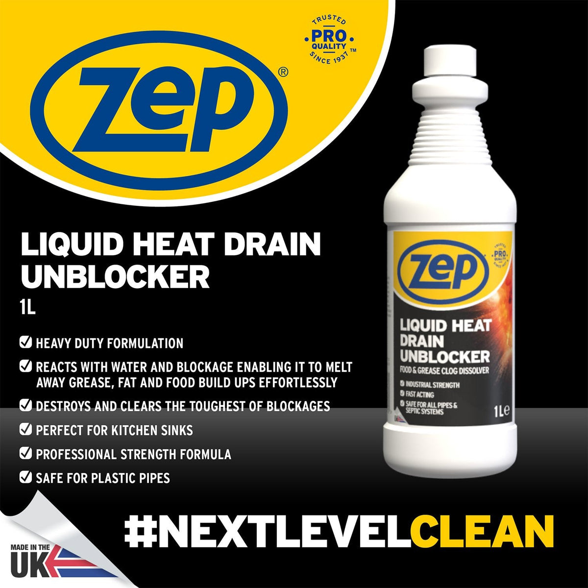 Zep Liquid Heat Drain Unblocker 1L