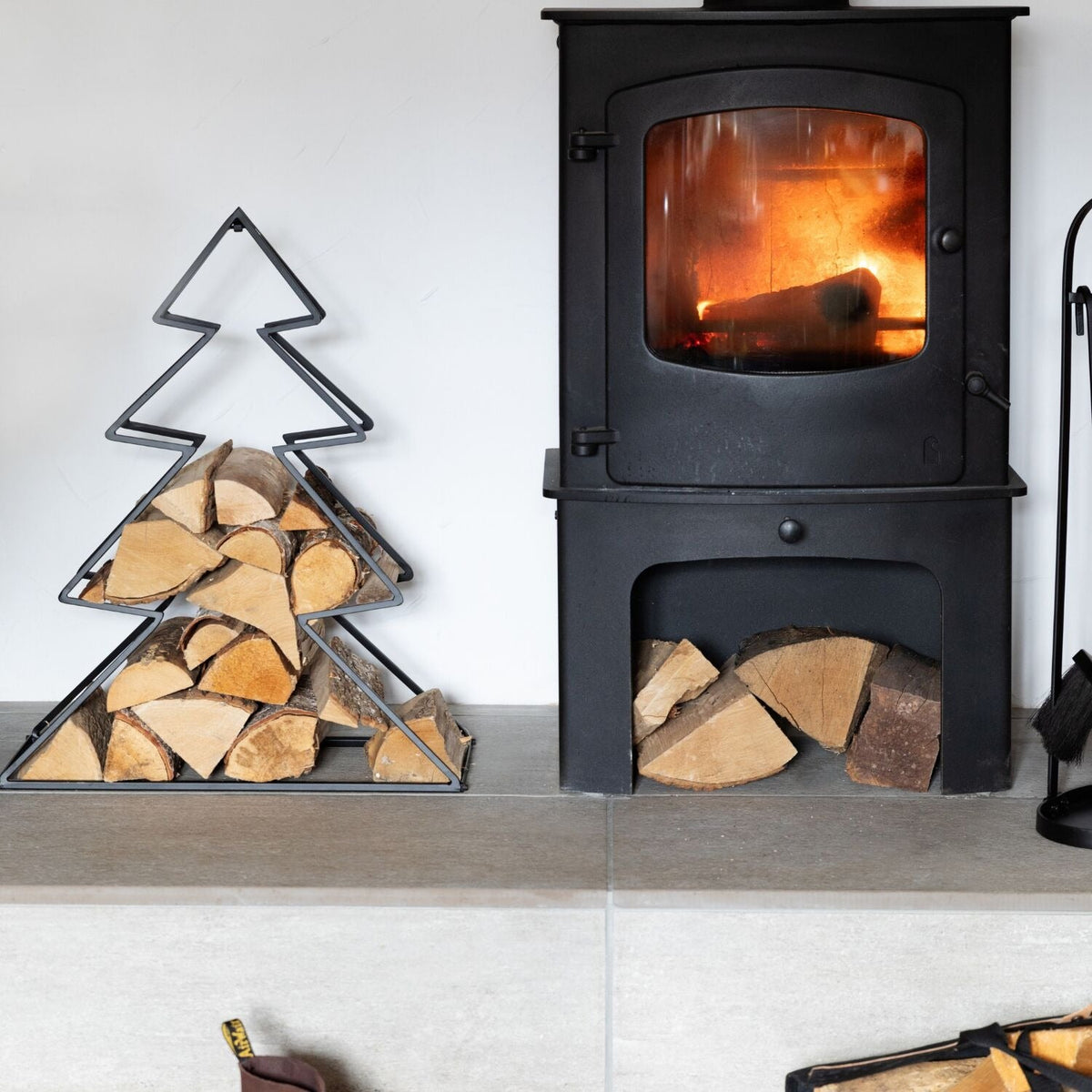 Fireside Tree Log Holder Black - Set of 2
