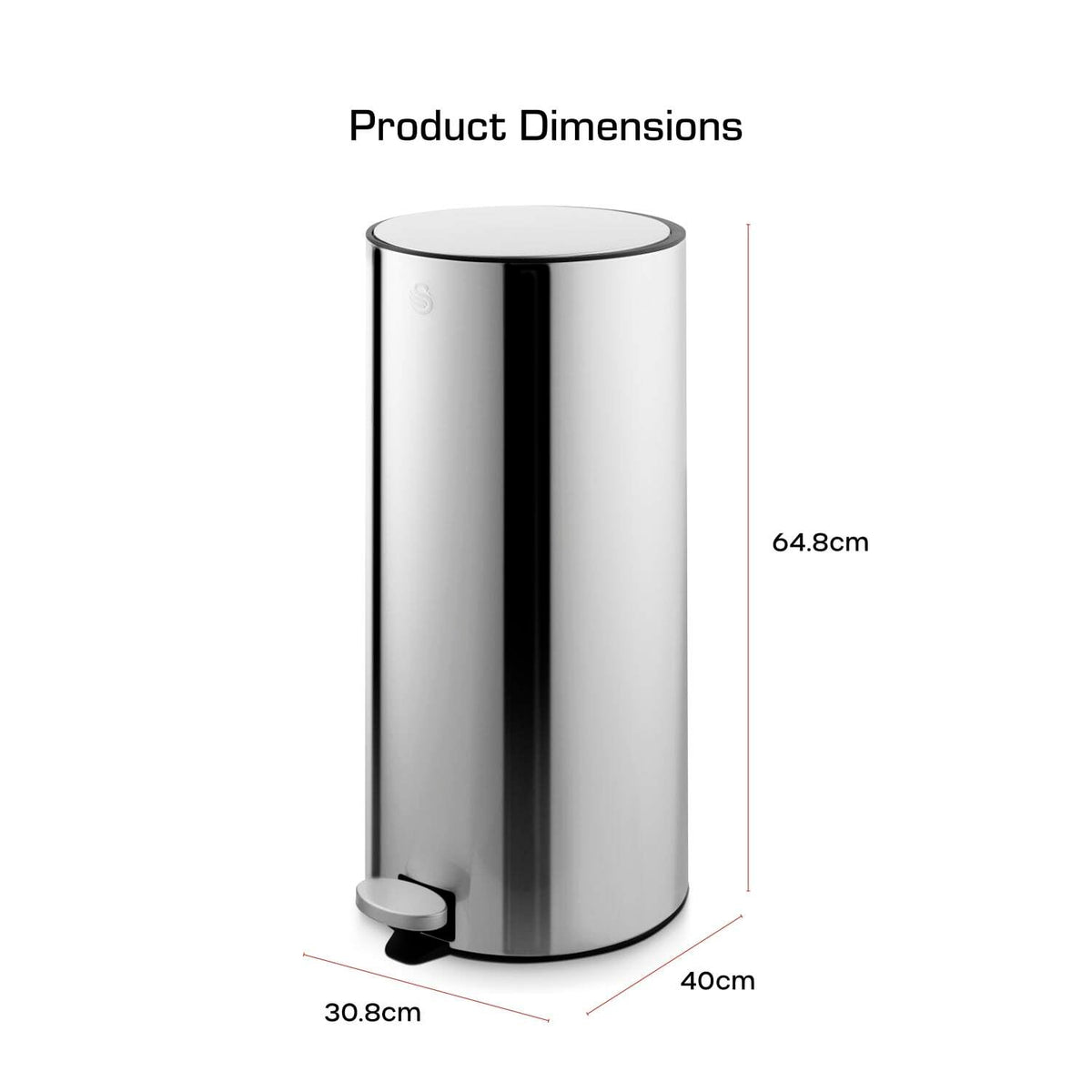 Swan 30L Round Pedal Bin