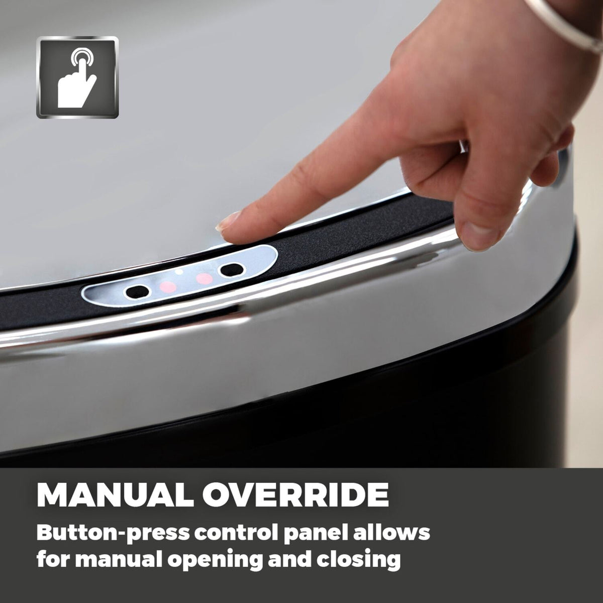 Tower 58L Square Sensor Bin - Black