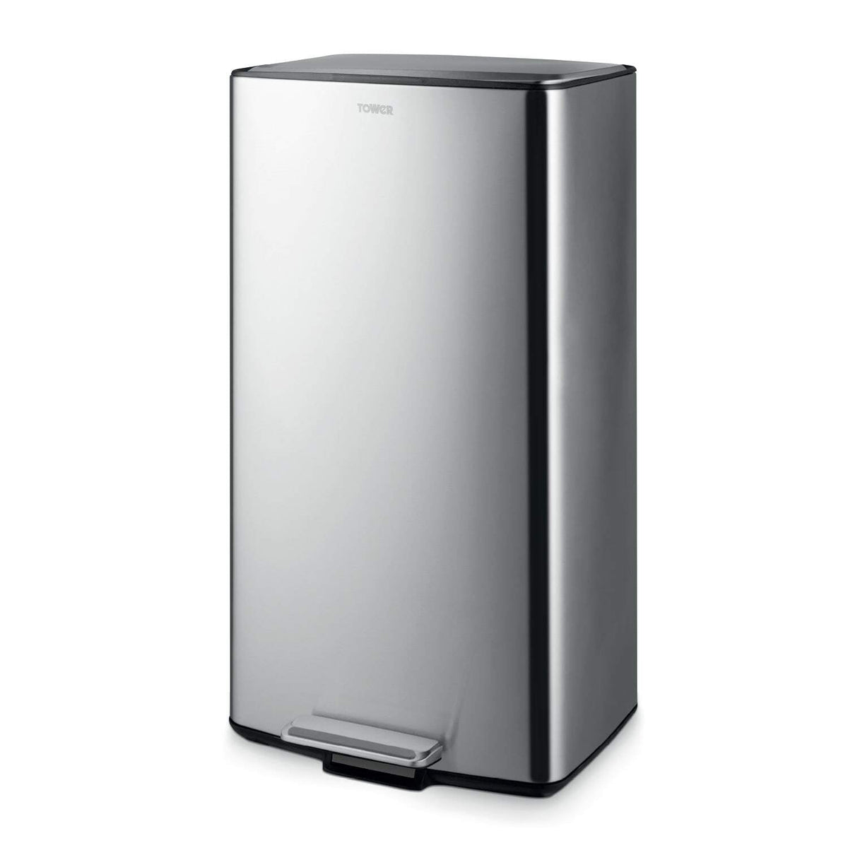 Tower 40L Rectangular Pedal Bin - Silver