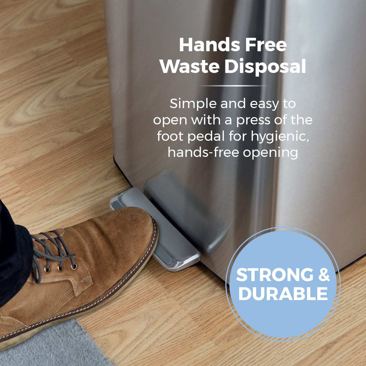 Tower 40L Rectangular Pedal Bin - Silver