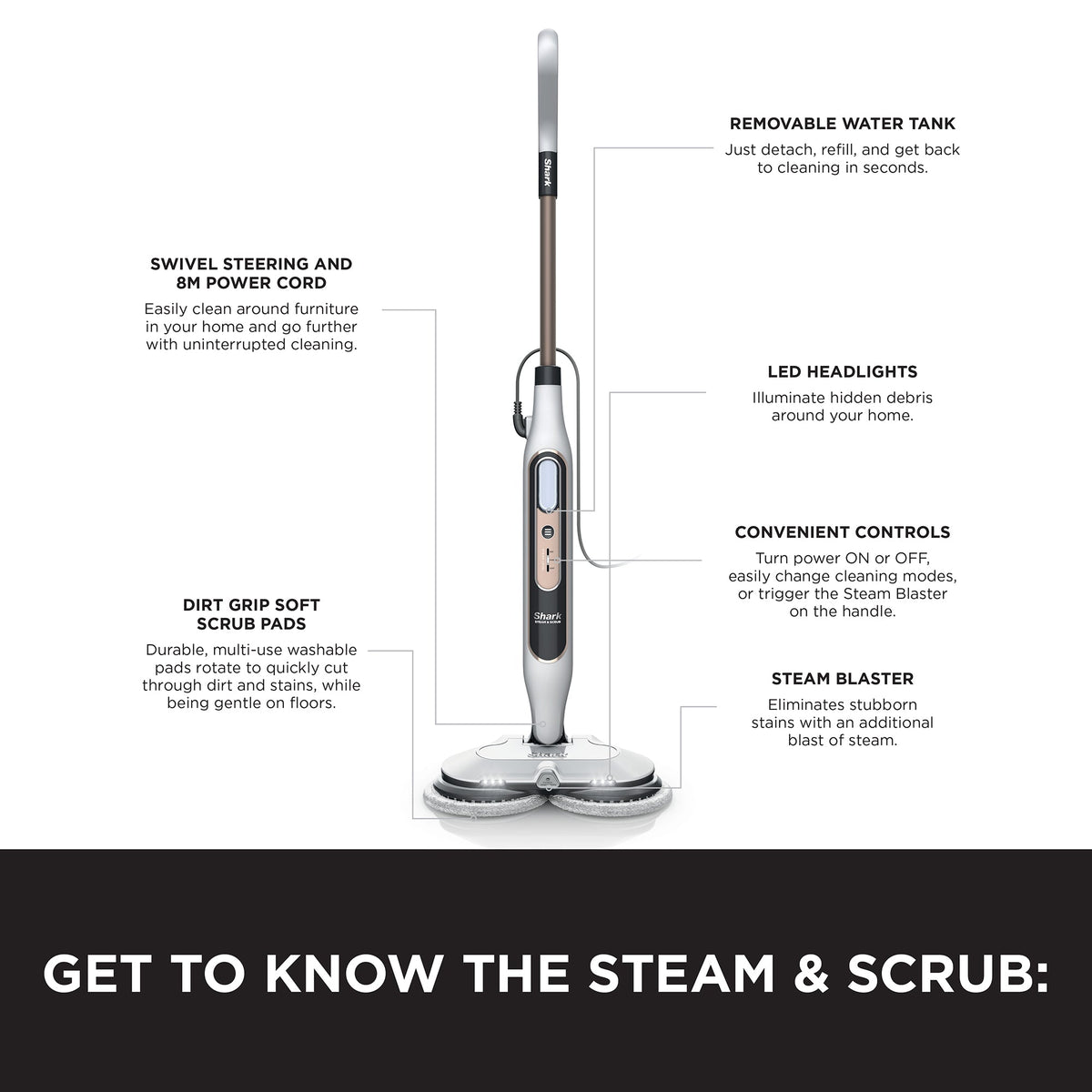Shark Steam & Scrub Automatic Steam Mop with Steam Blaster S8201UK