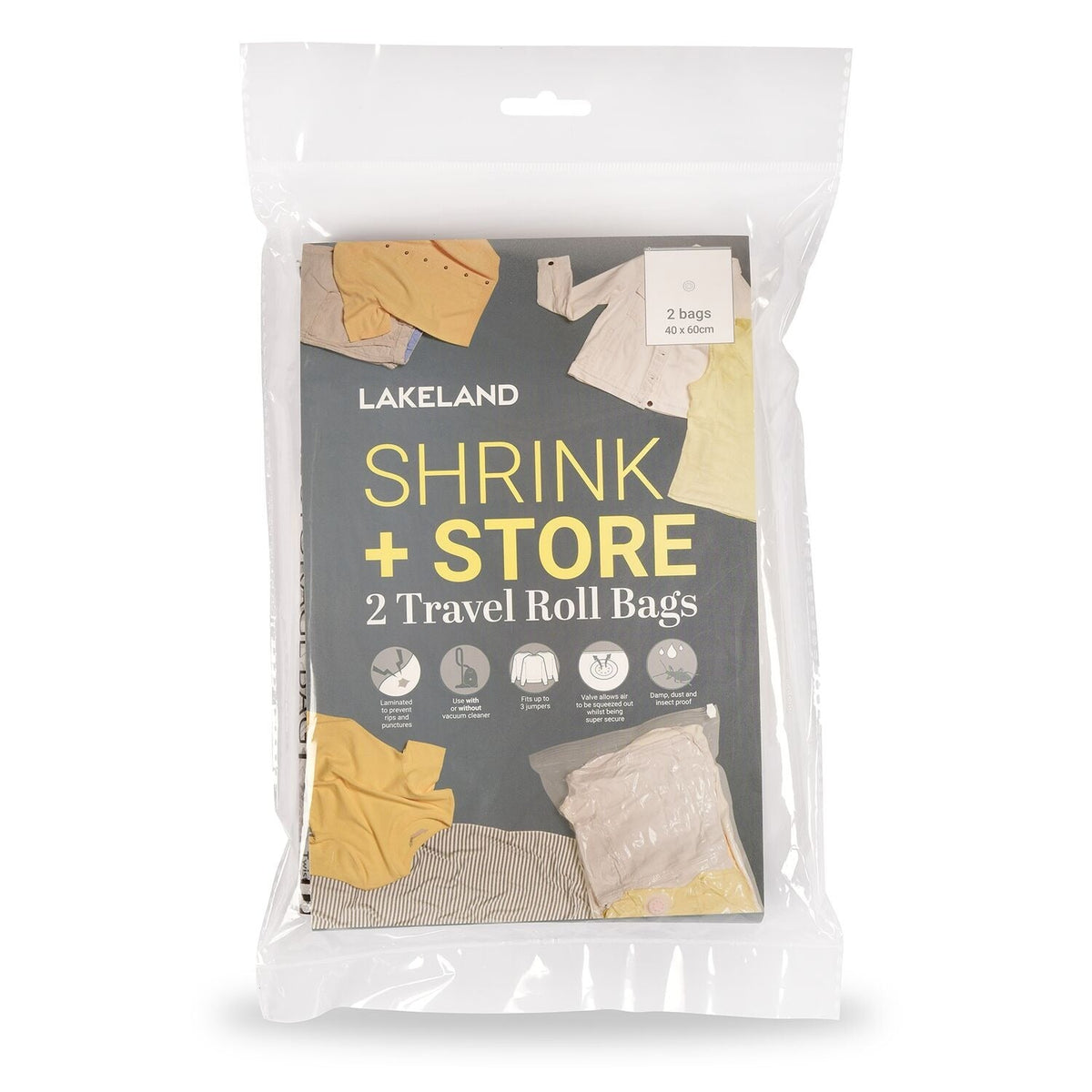 2 Lakeland Shrink & Store Travel Roll Bags