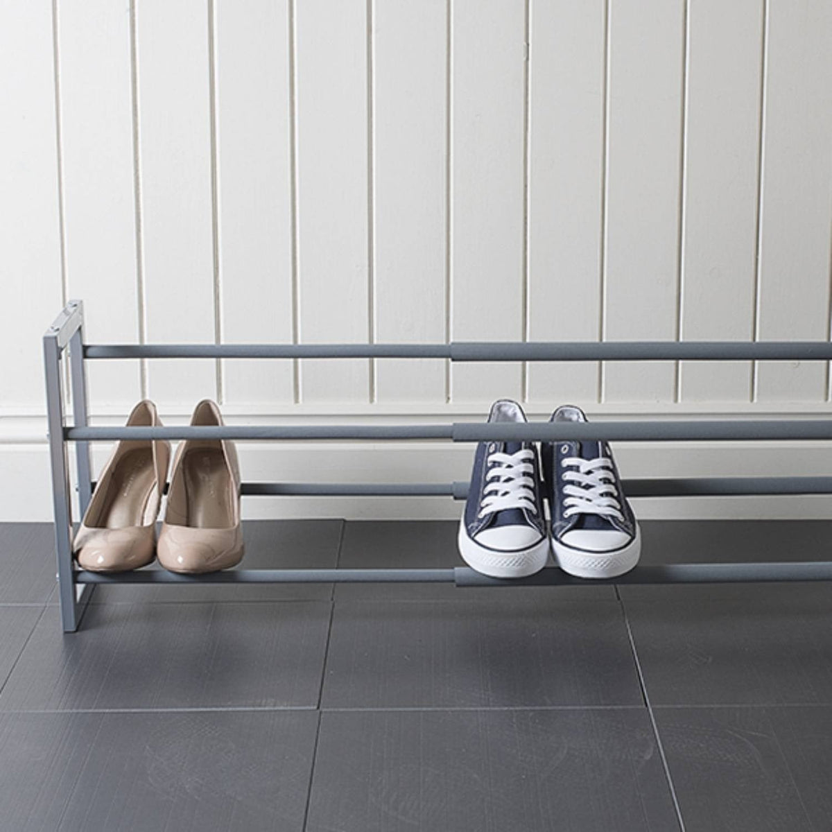 Extending and Stackable Steel Shoe Rack Silver