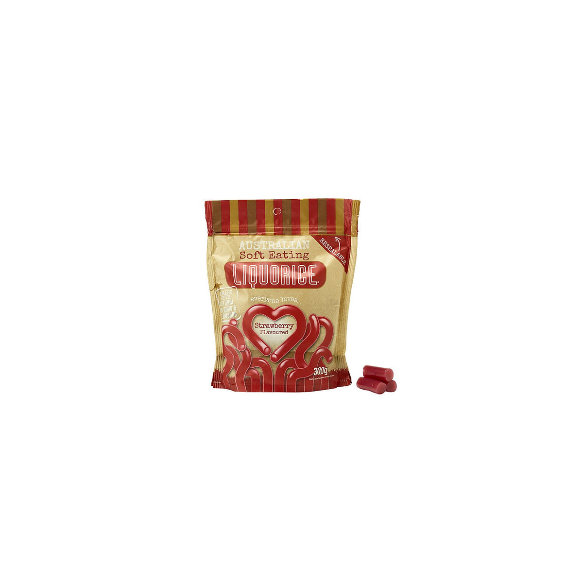 Australian Soft Eating Liquorice 300g Resealable Bag – Strawberry