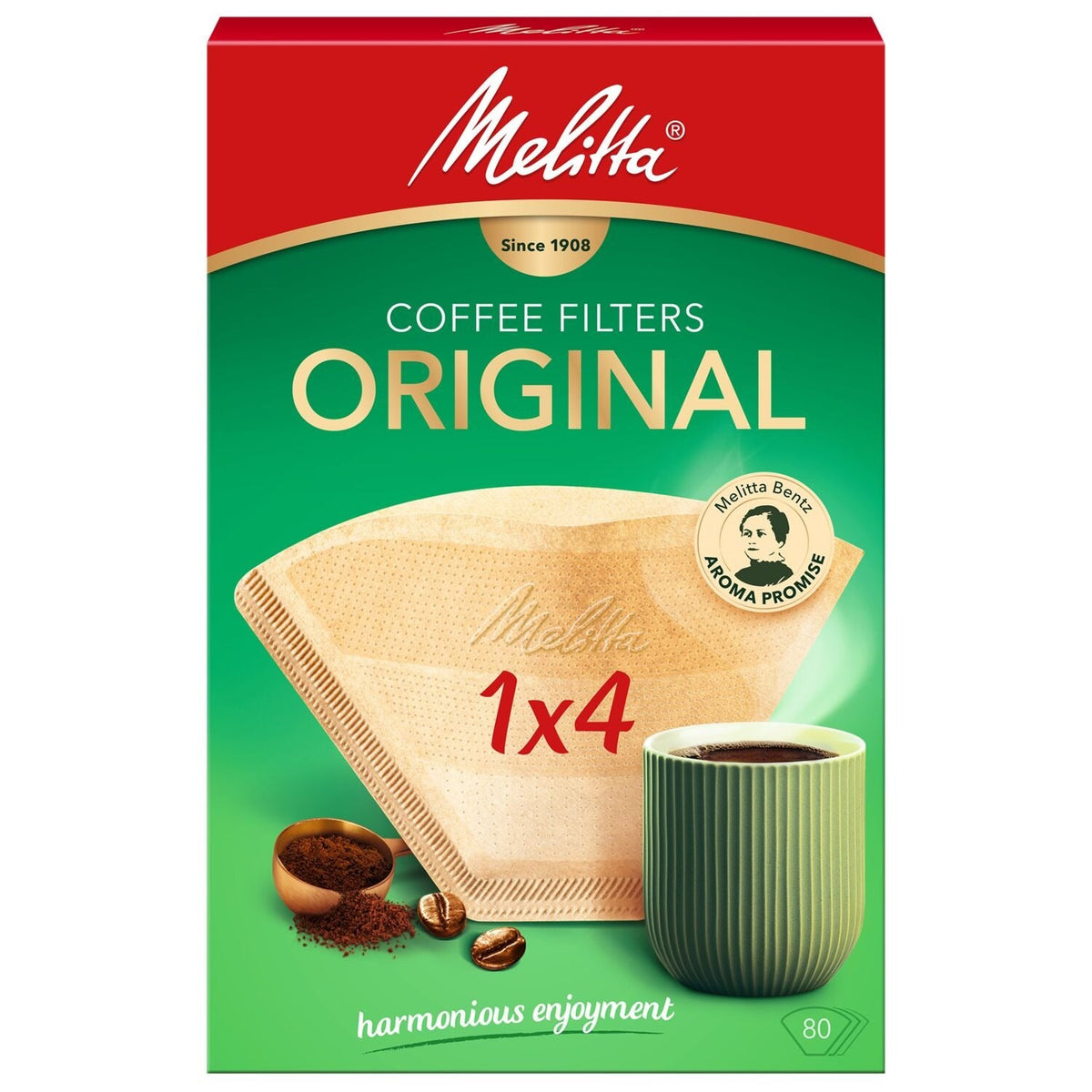 Melitta Original Unbleached Aromapor Paper Coffee Filters – Pack of 80