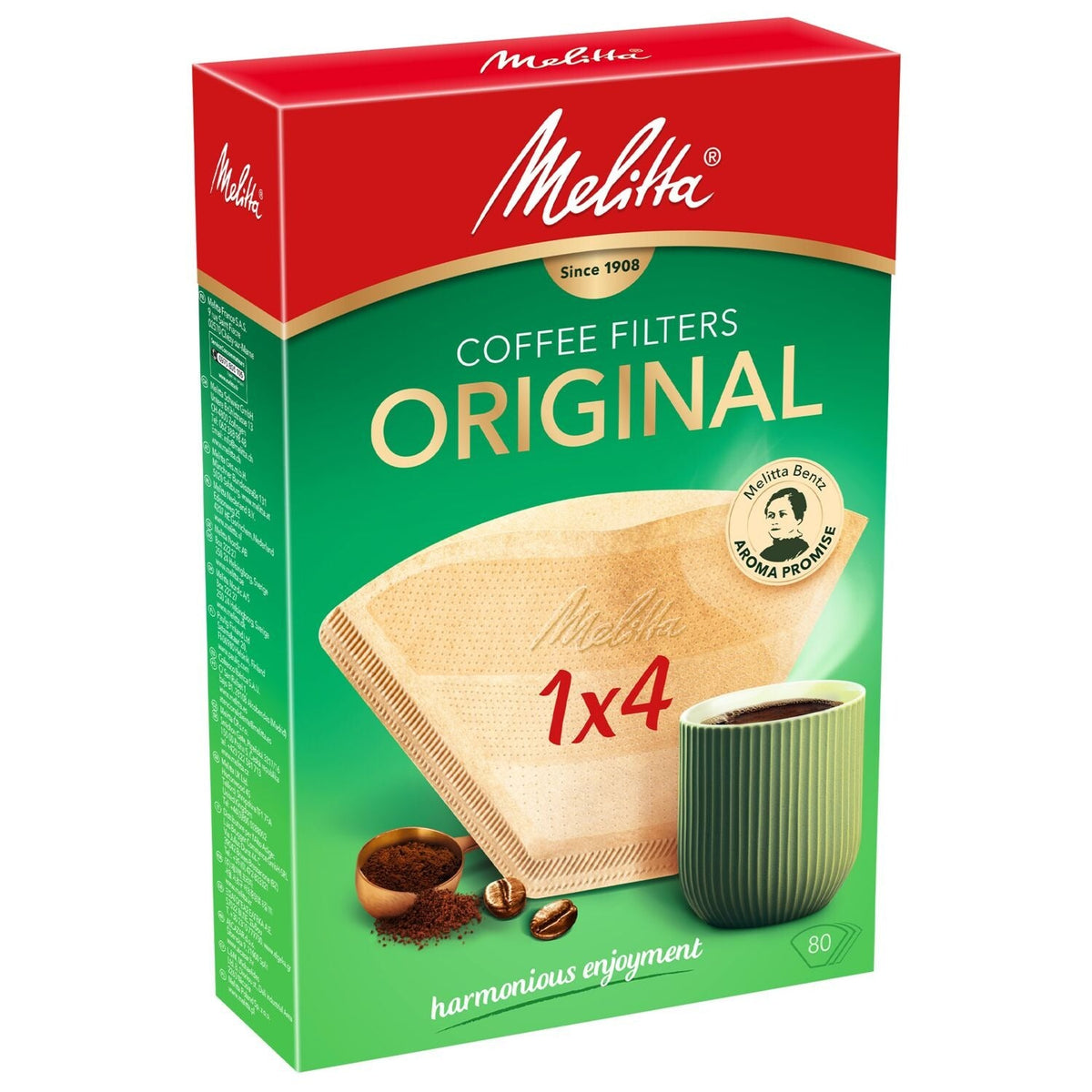 Melitta Original Unbleached Aromapor Paper Coffee Filters – Pack of 80