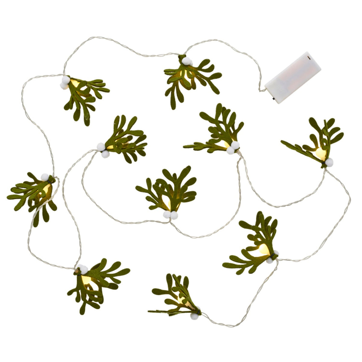Felt Mistletoe LED Light String Christmas Decoration 180cm