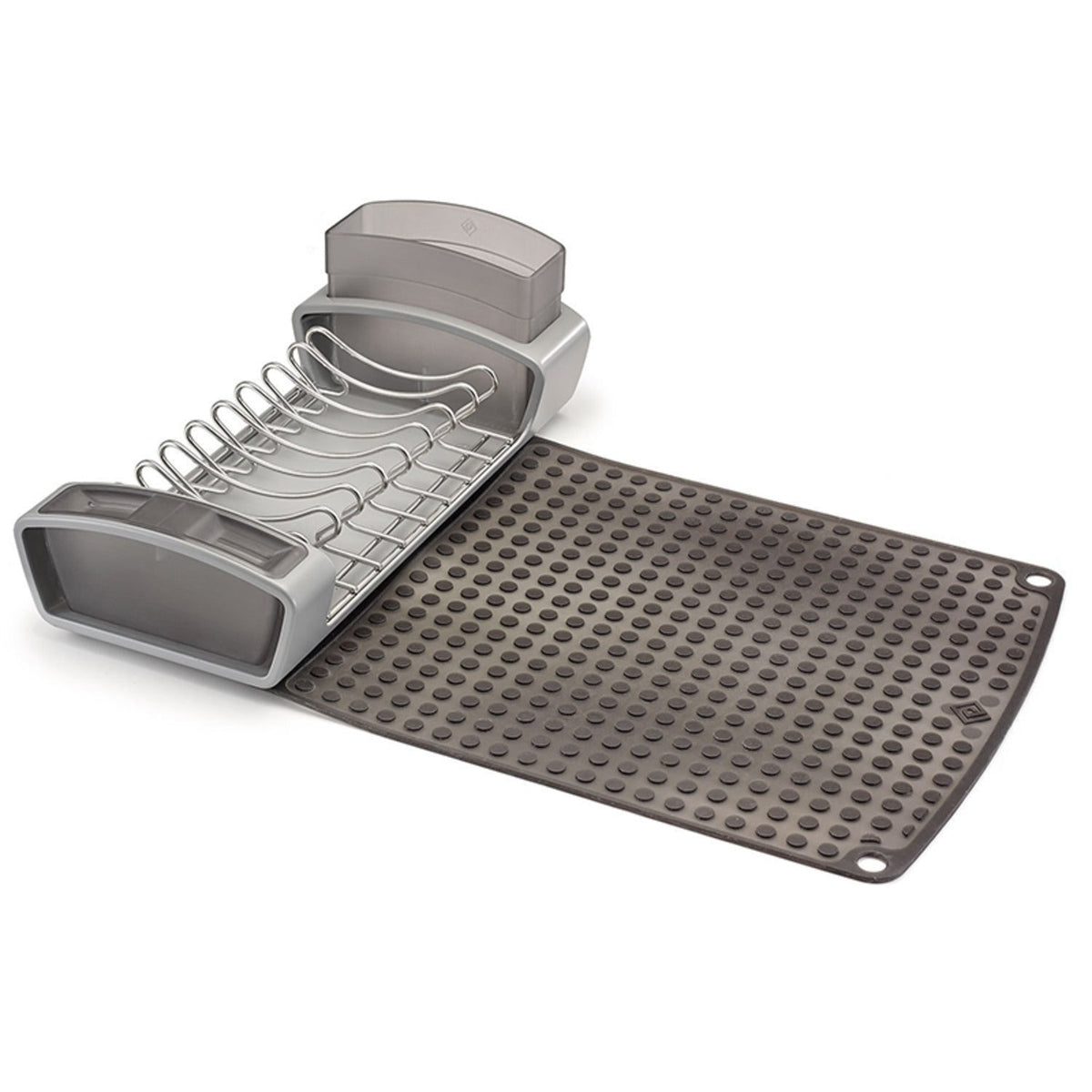 Polder Foldaway Dishrack and Silicone Drying Mat Grey