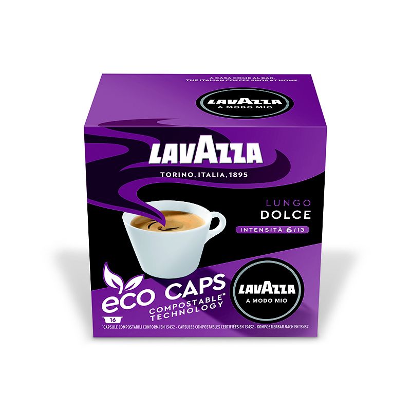 16 Lavazza A Modo Mio Espresso Lungo Dolce Eco Caps Coffee Capsules