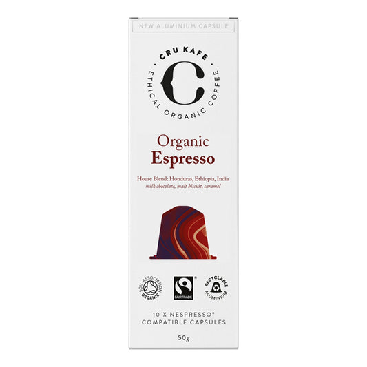 10 CRU Kafe Organic Espresso Recyclable Coffee Capsules