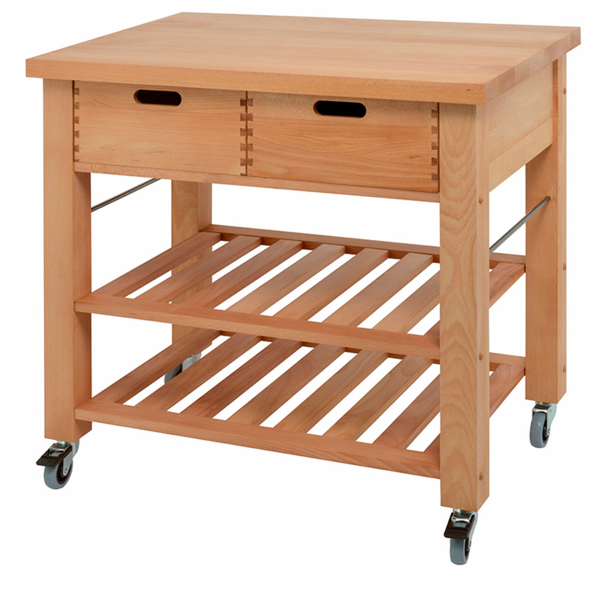 Eddingtons Lambourn Beechwood Kitchen Trolley 2 Drawer 90cm