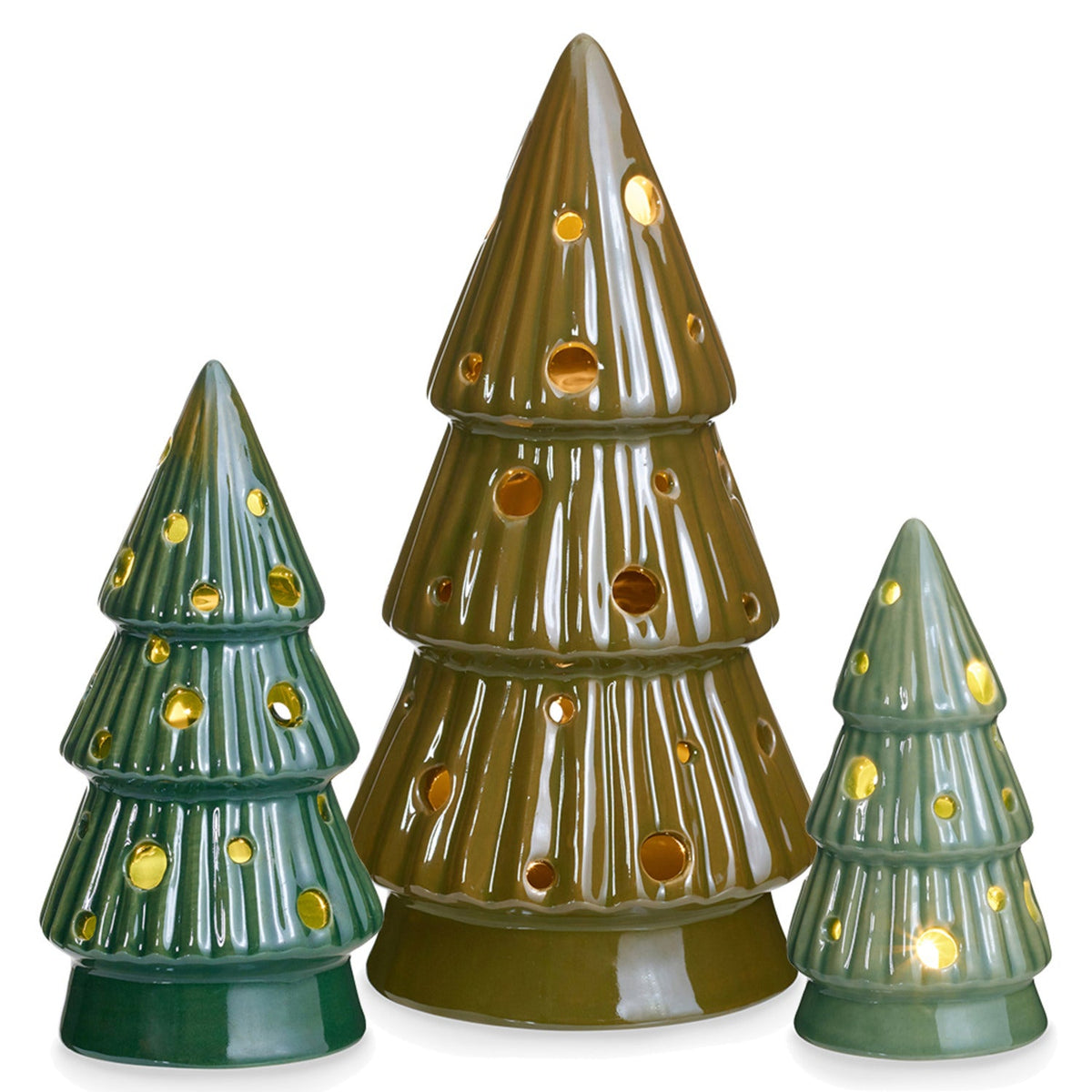 3 LED Ceramic Christmas Trees Decoration