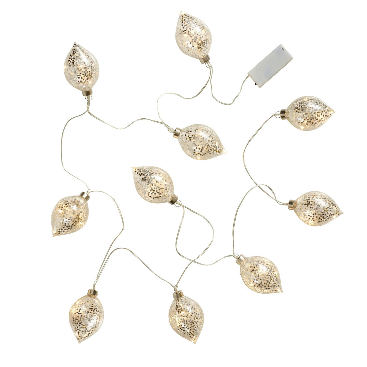 1.8m Glass Vintage Christmas Bauble Light String