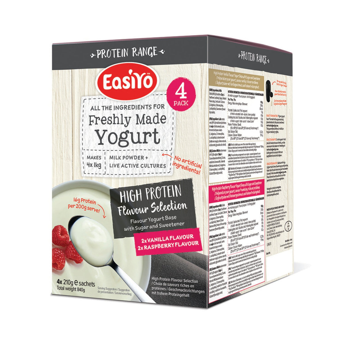 EasiYo Protein Vanilla & Raspberry Yoghurt Mix x 4