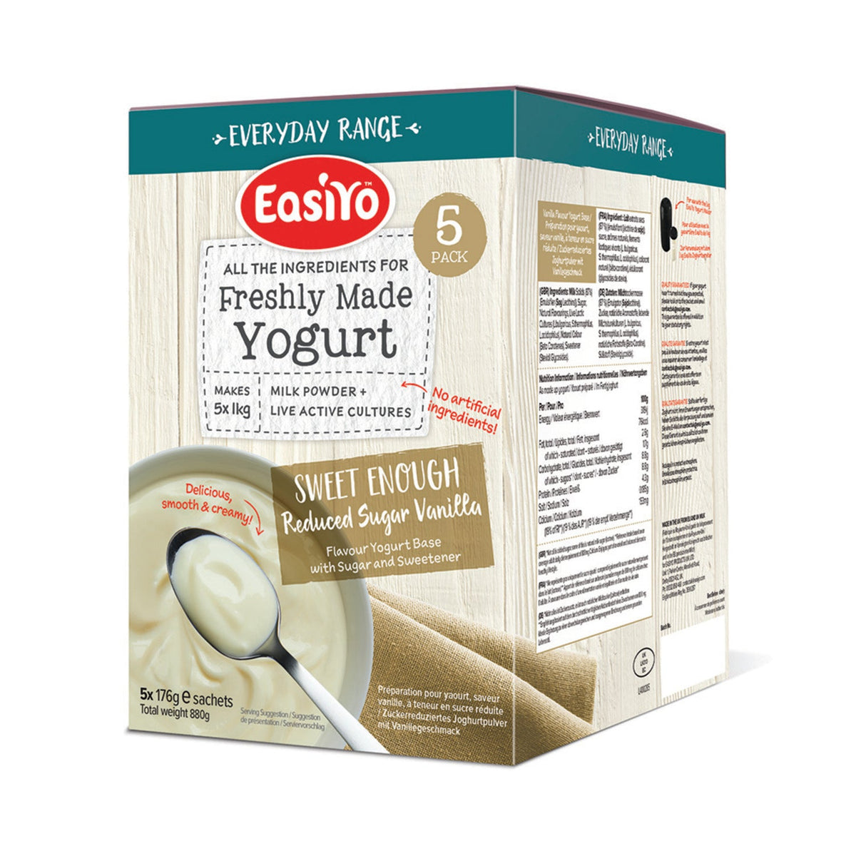 EasiYo Reduced Sugar Vanilla Yoghurt Mix x 5