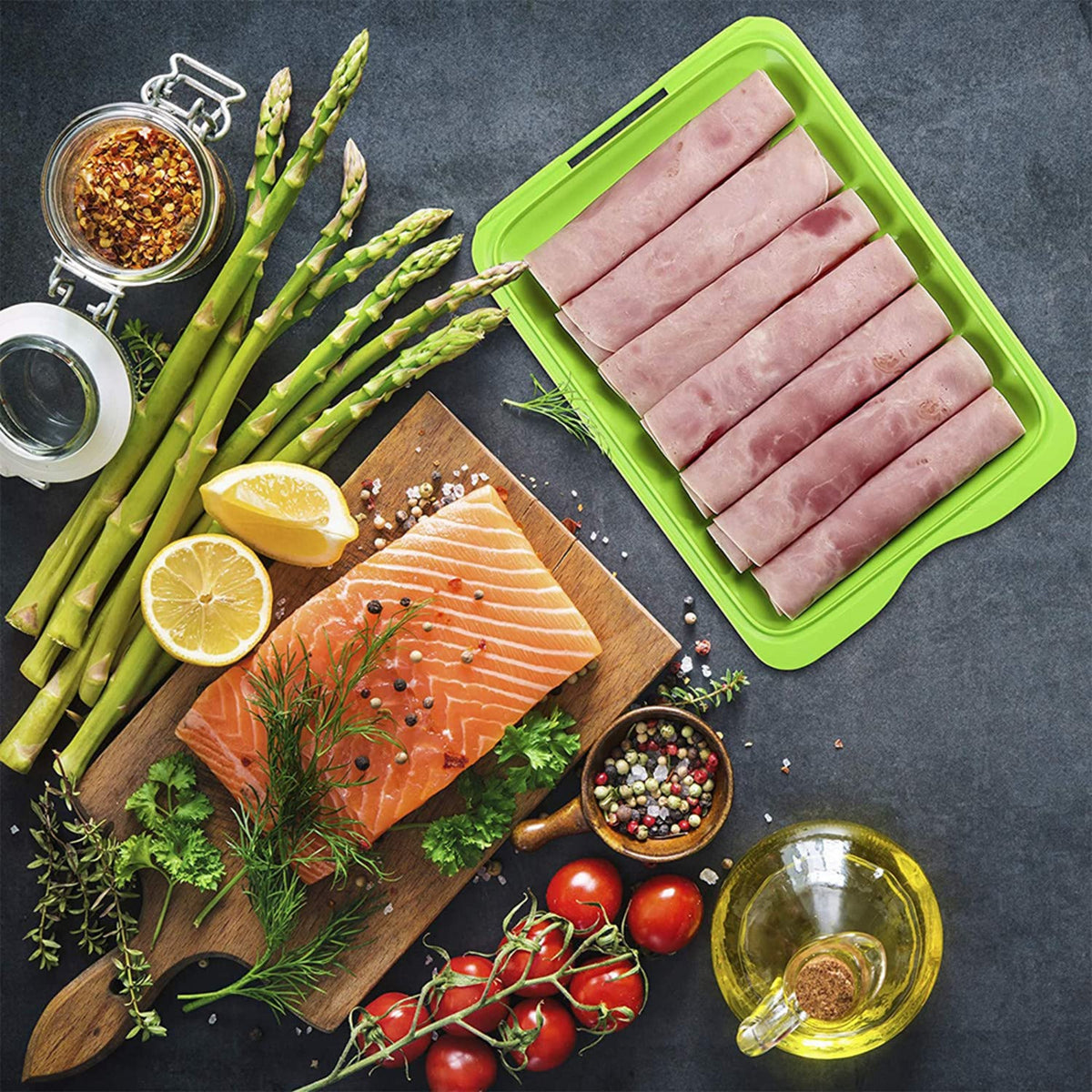 4 Tatay Cold Cut Food Storage Boxes - Coloured Bases