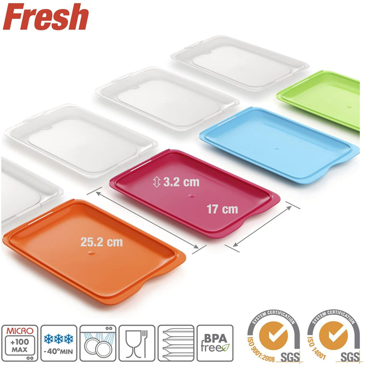 4 Tatay Cold Cut Food Storage Boxes - Coloured Bases