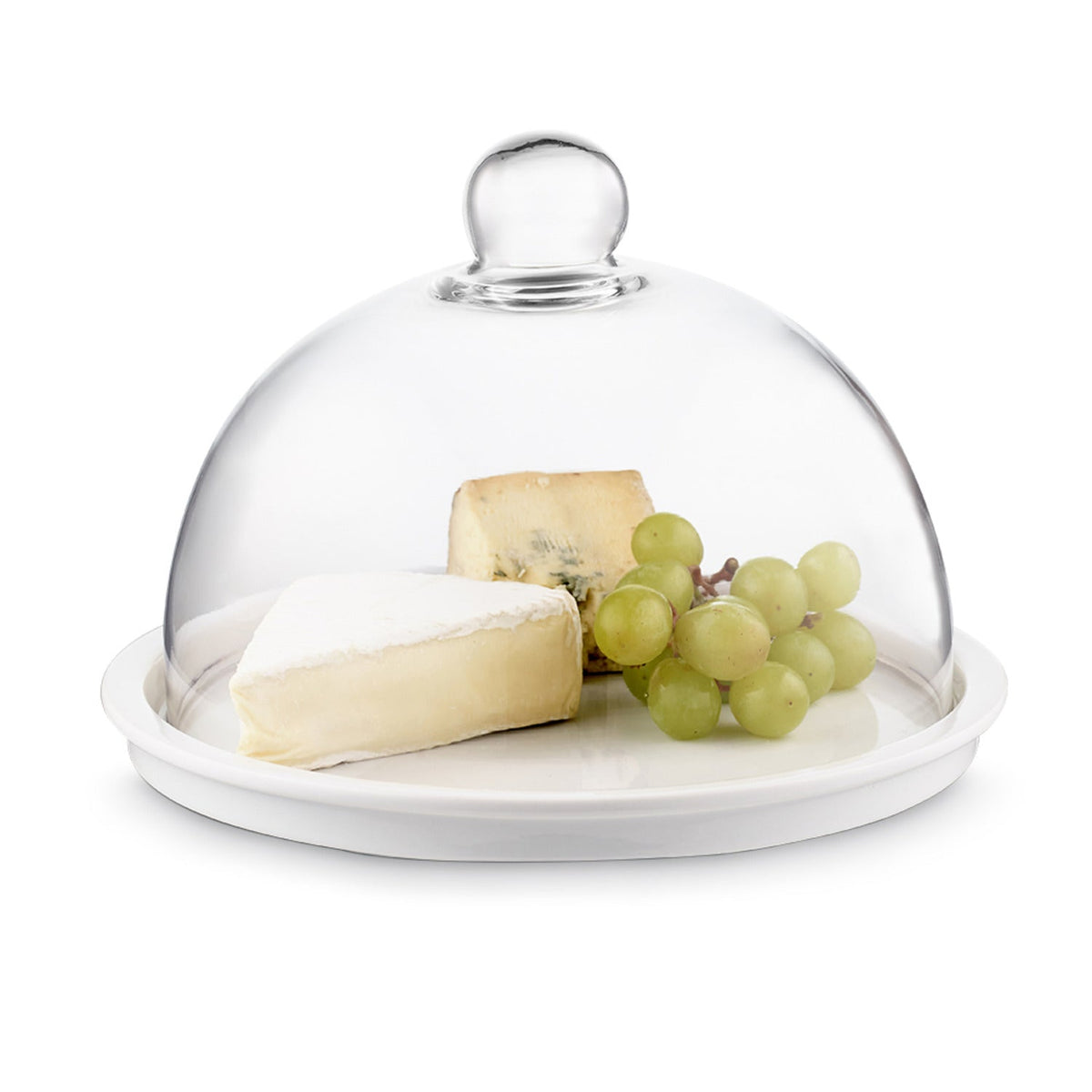 Glass Cheese Dome and Porcelain Platter 24cm Dia.