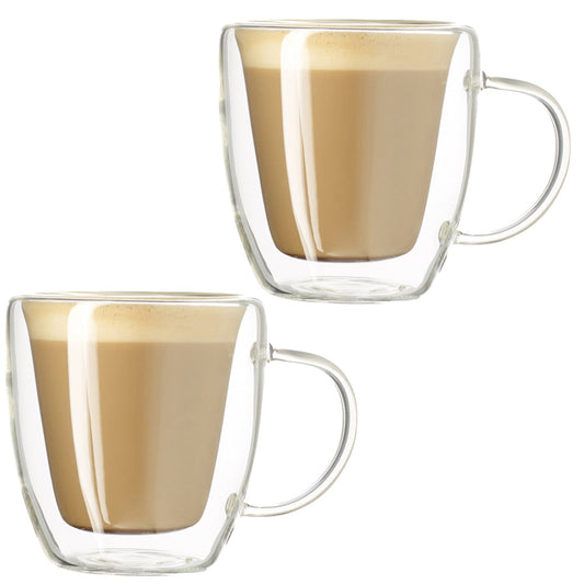 2 Lakeland Double-Walled Glass Coffee Mugs 180ml