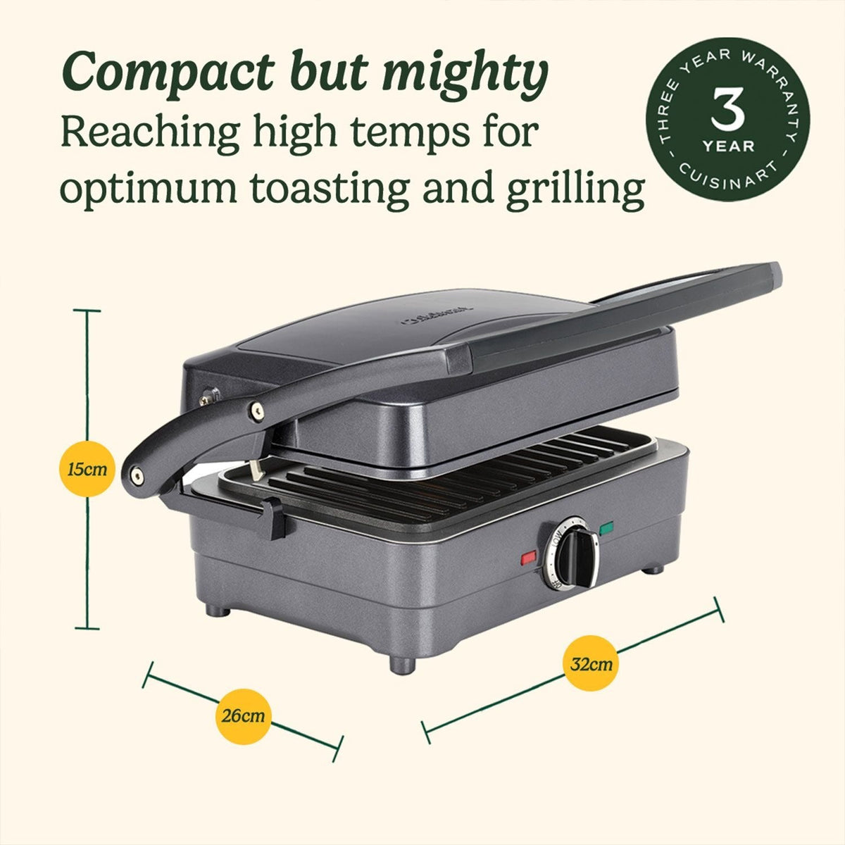 Cuisinart 2-in-1 Grill and Sandwich Maker Midnight Grey GRSM4U