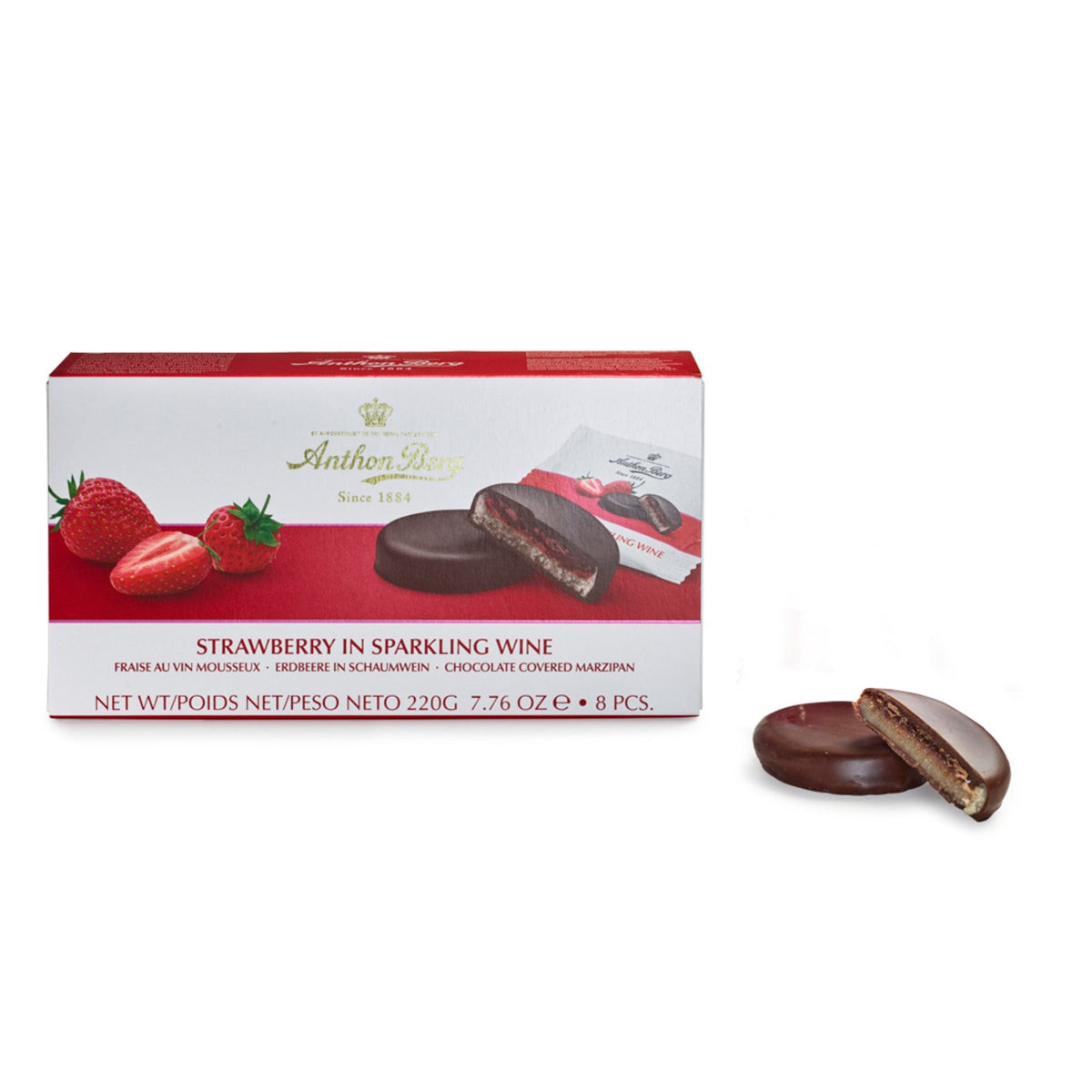 Strawberry in Sparkling Wine Chocolate-Covered Marzipan 220g