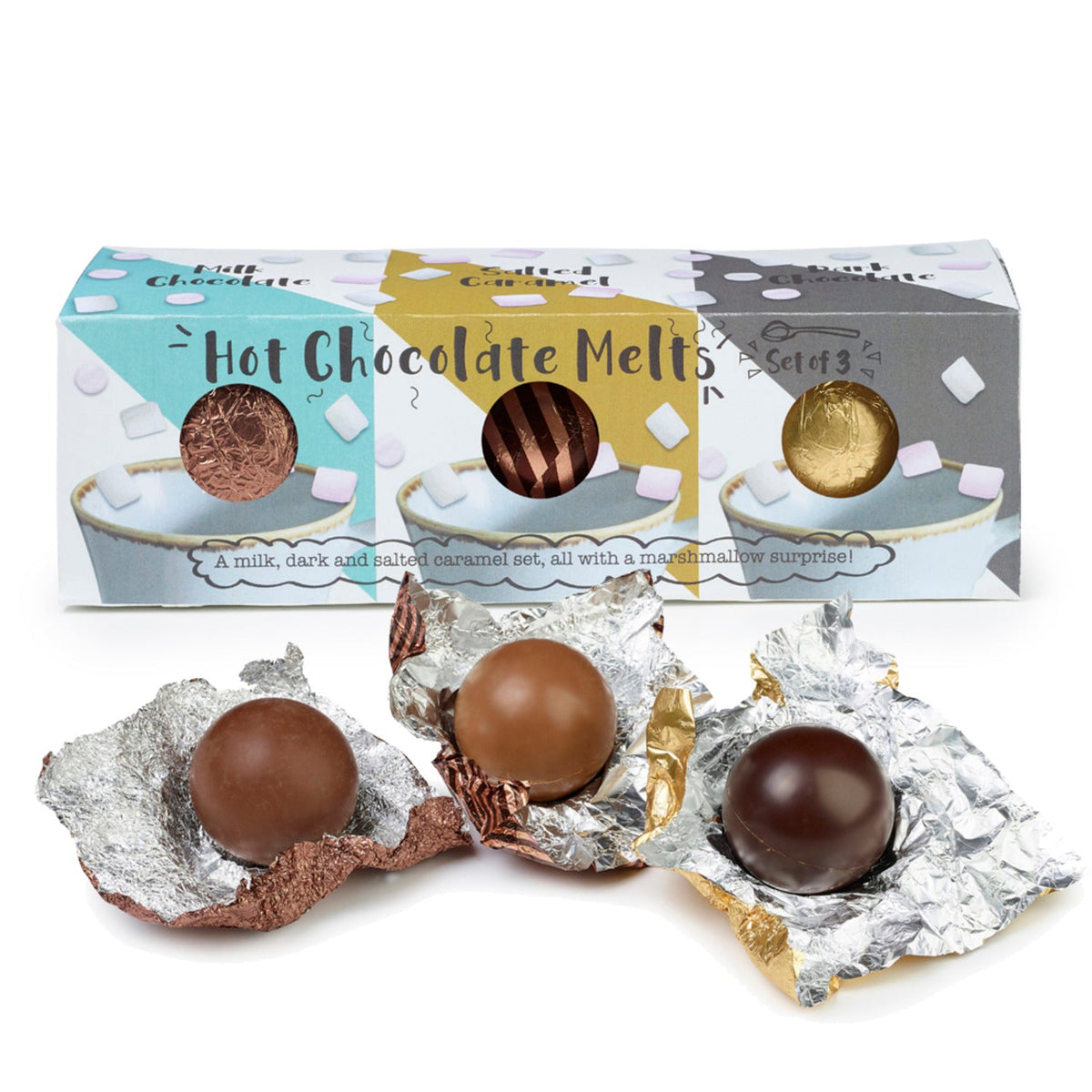 Hot Chocolate Melts Trio -  Milk, Dark and Salted Caramel 150g