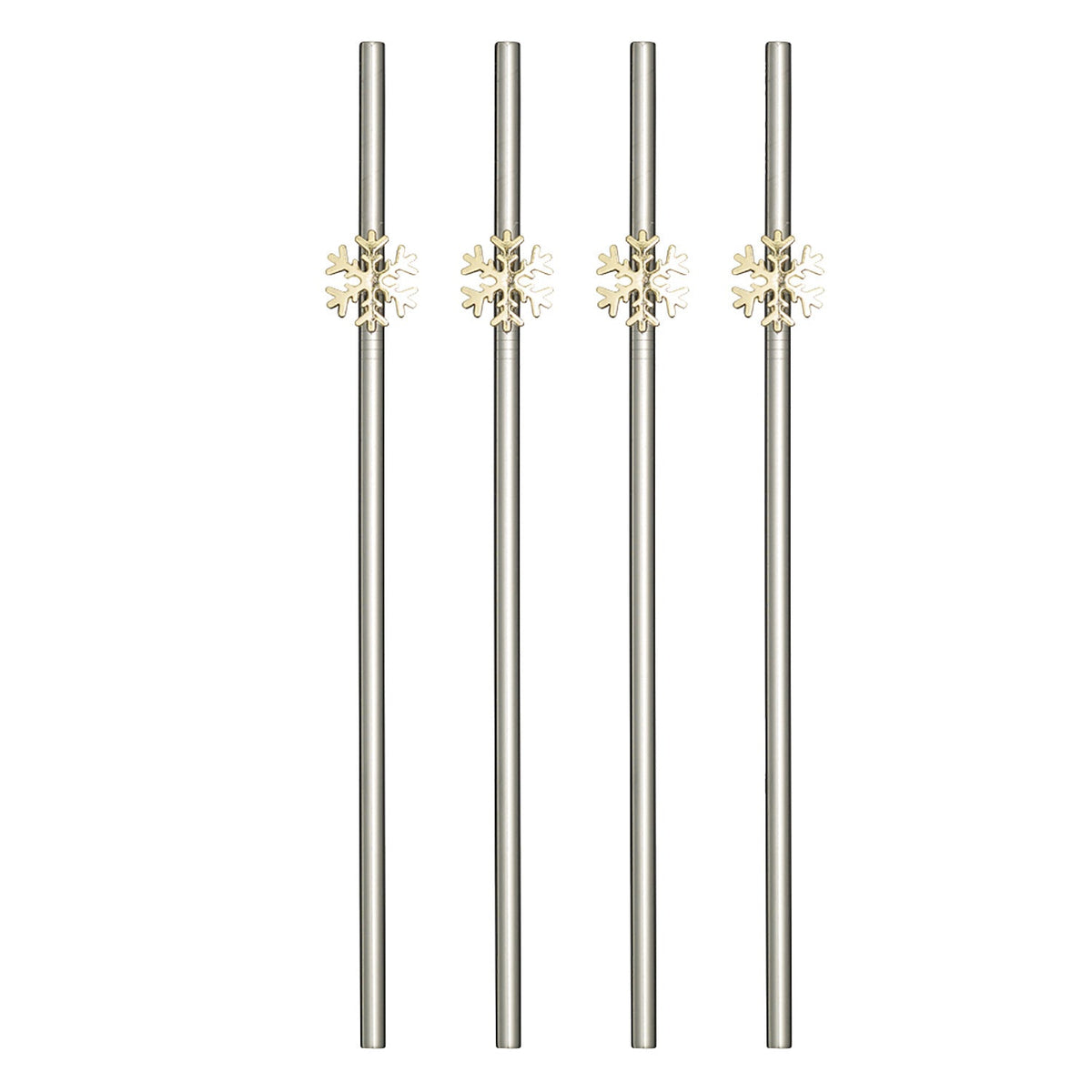 4 Stainless Steel Snowflake Straws