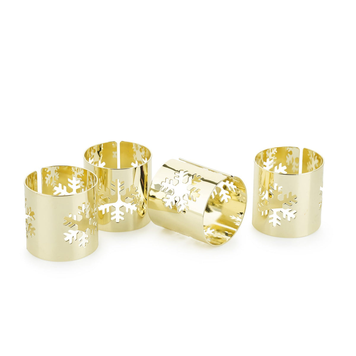 4 Gold Snowflake Napkin Rings