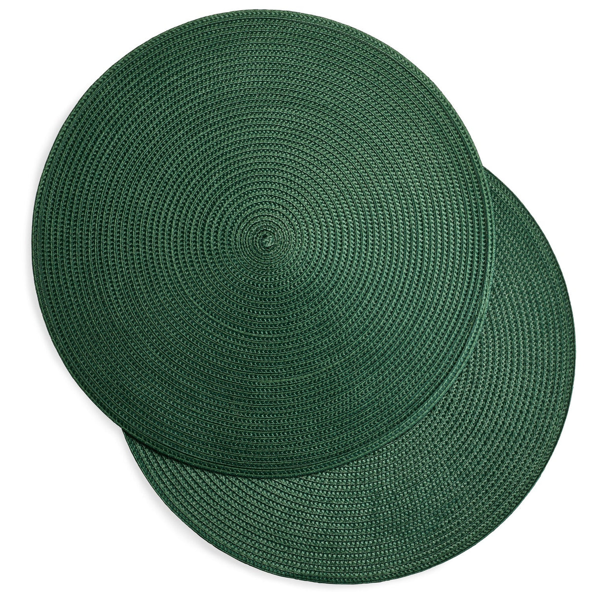 2 Circular Ribbed Green Place Mats 38cm Dia