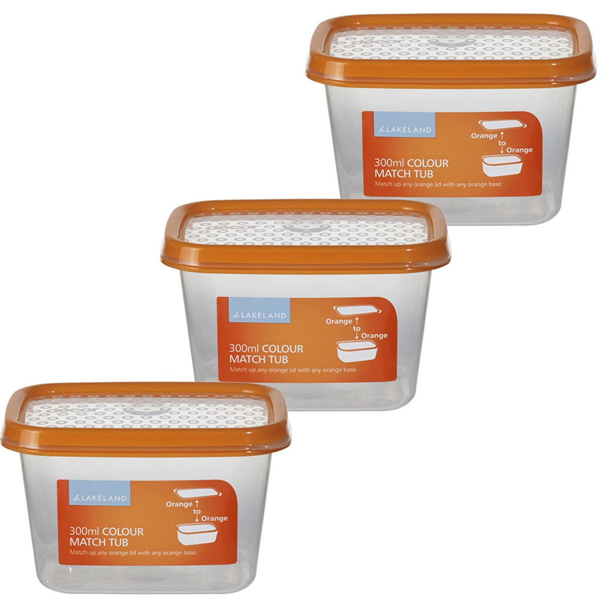 Colour Match Lidded Food Storage Containers 300ml x 3