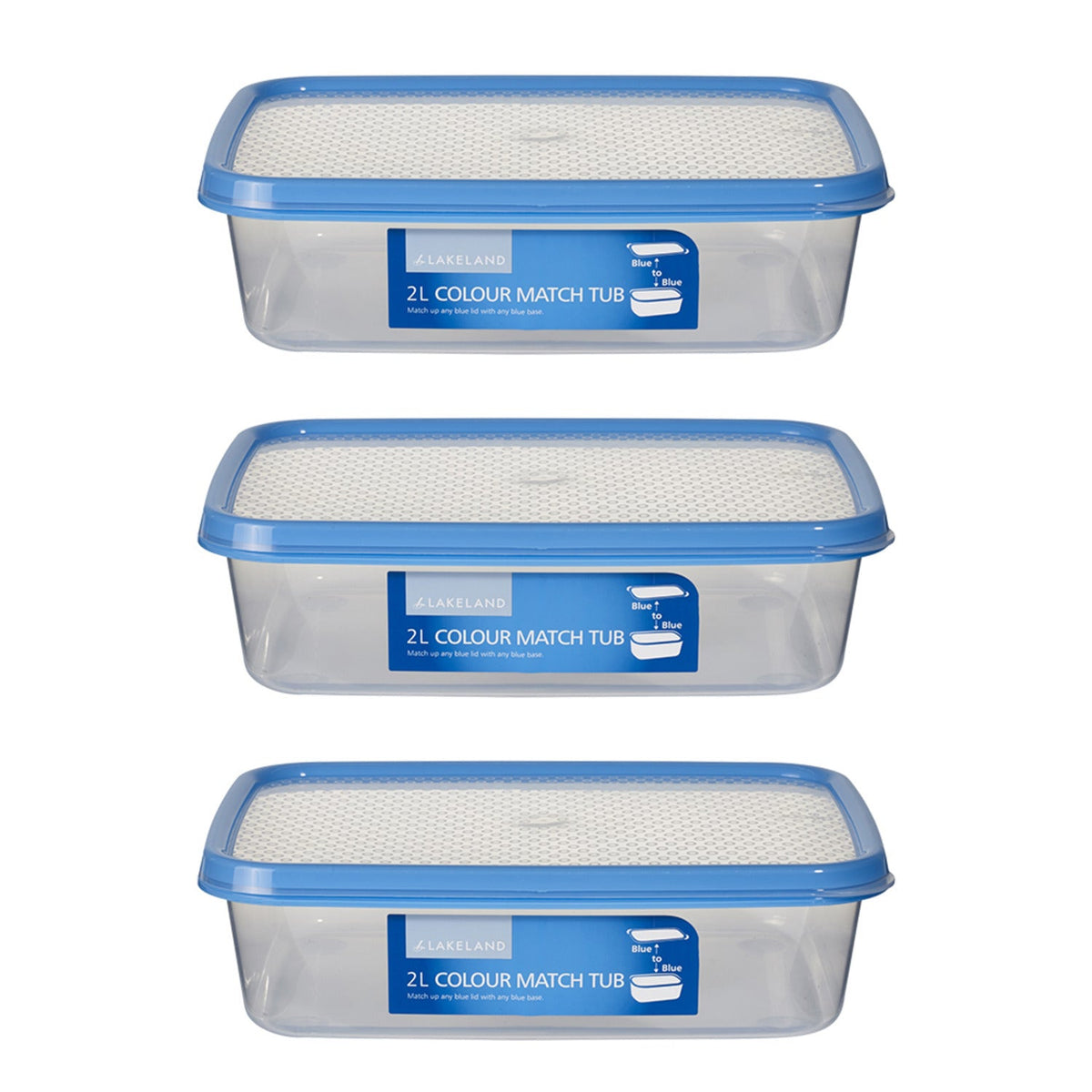 Colour Match Lidded Food Storage Containers 2L x 3