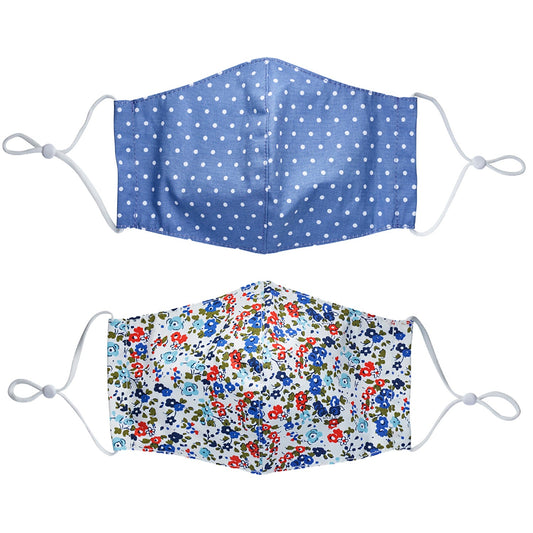 2 Lakeland Reusable Adult Face Coverings – Floral/Dotty