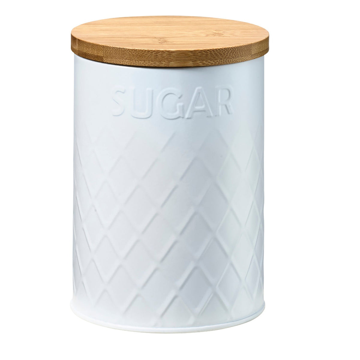 Typhoon Embossed White Sugar Storage Canister with Bamboo Lid