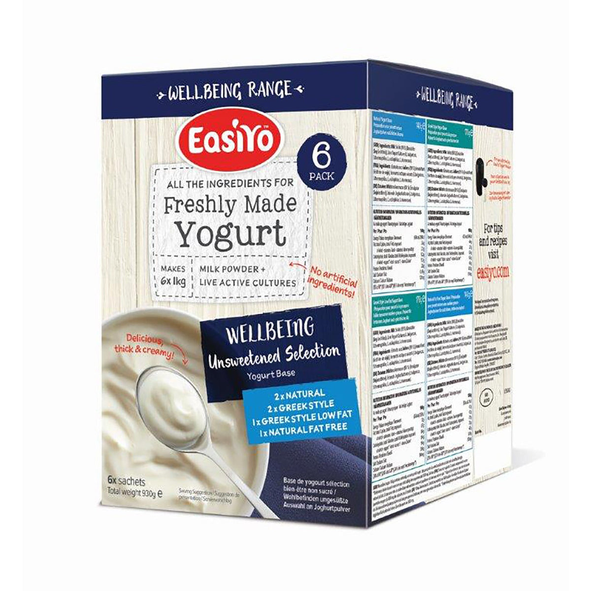 EasiYo Wellbeing Variety Pack Yoghurt Mix x 6