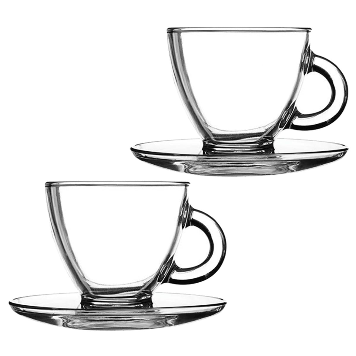 2 Ravenhead Glass Cappuccino Cups and Saucers 200ml