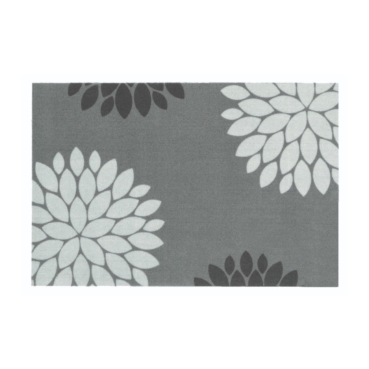 Likewise Matting Recylon Mayfair Grey Flowers Mat 75 x 50cm