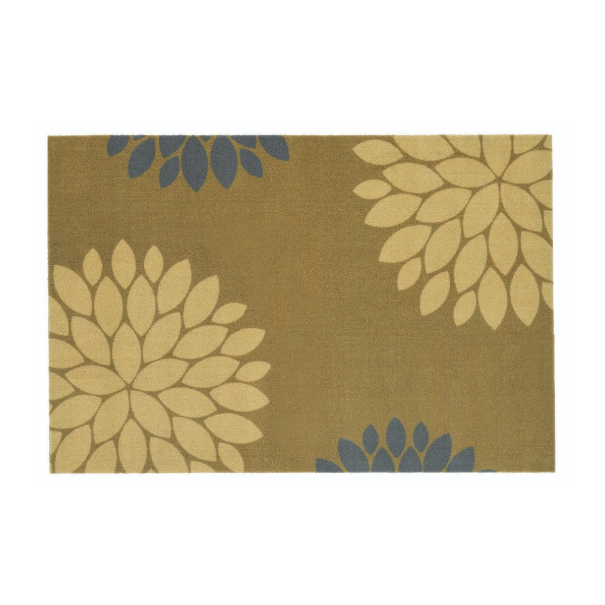 Likewise Matting Recylon Mayfair Ochre Flowers Mat 75 x 50cm