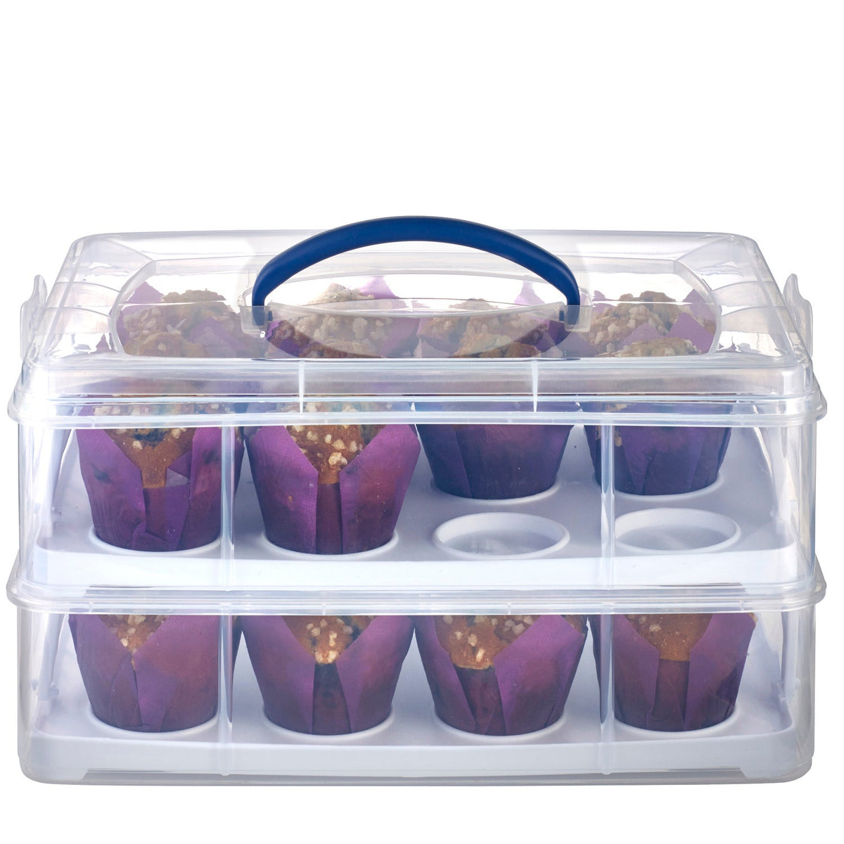 2 Tier Cake Carrier Caddy & Lid - Oblong Holds 24 Cupcakes