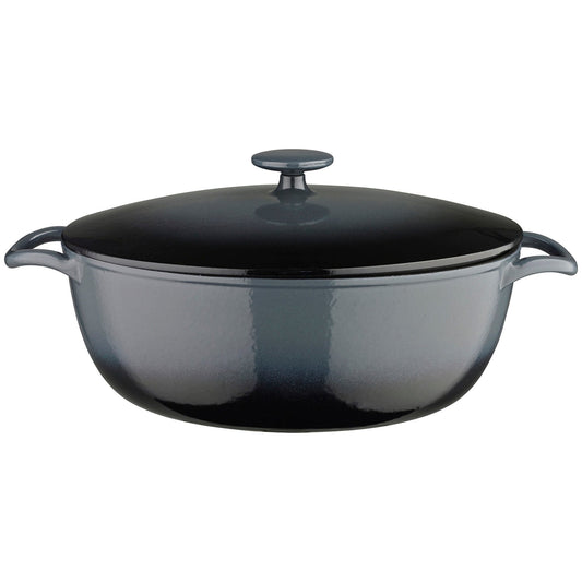Lakeland 30cm Grey Ombre Oval Cast Iron Casserole